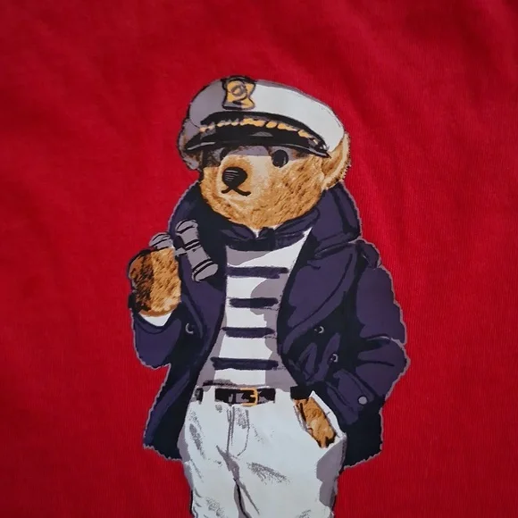 Polo Ralph Lauren Red Baby Shirt with Nautical Polo Bear (3 Months) - Picture 2 of 5